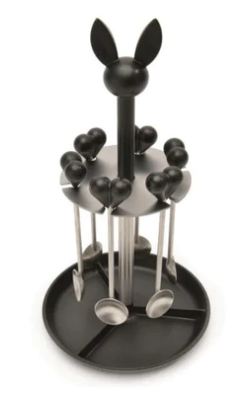 BergHOFF Lover By Lover 7Pc Stainless Steel Coffee Spoon Set Black with Stand